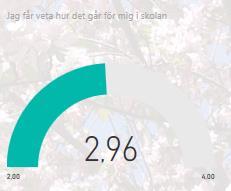 "Jag vet vad jag ska göra för att nå målen" har ökat från 2,90 3,05 och "Jag vet hur det går för mig i skolan" har ökat från 2,96 3,14.