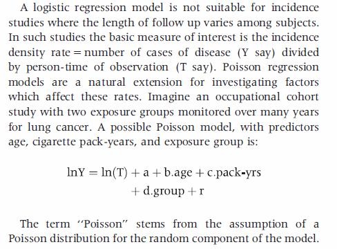 Poisson regression Modellförutsättningar Modell för ln(y), dvs log-linjärt samband mellan kovariater (x 1, x 2,.