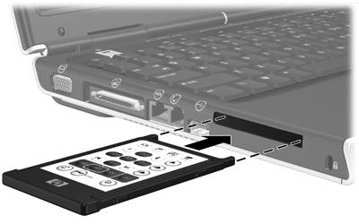 Förvara fjärrkontrollen i PC Card-uttaget Du kan förvara HP Mobile Remote Control (PC Card-versionen) i PC Card-uttaget av säkerhets- och bekvämlighetsskäl.