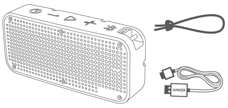 Medföljer Anker SoundCore Sport XL bluetooth-högtalare Mikro-USB kabel Användarmanual (engelska, tyska, japanska, kinesiska, franska, italienska, spanska) Överblick 1.