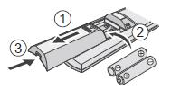 Snabbguide Sätt i batterierna: Öppna locket på baksidan. Sätt i AAA eller R03 batterier.