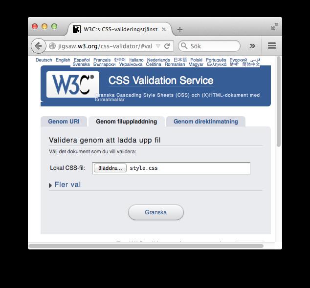 11. Validera CSS-koden För ar kontrollera ar din CSS-kod är korrekt enligt språkets regler, validerar du