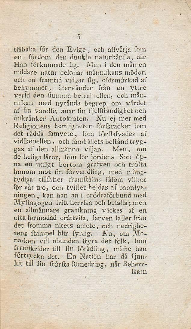 5 tîubaka for den Evige, och affvårja fom en fordom den dunkla naturkånfla, dar Han förkunnade fig.