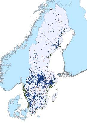 Samlade in metadata om övervakning till VISS Totalt fanns 46 595 övervakningsstationer i VISS Av dessa rapporterades >6% (2769) stationer till WISE med en dominans av stationer i syd Tekniska problem
