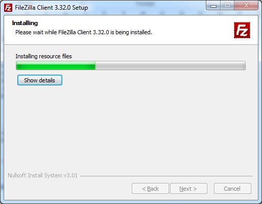 FileZilla installeras och du ska Klicka på Finish När du har installerat ditt FTP-program, ska du skriva program.ldc.lu.