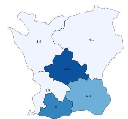 Hörbys ökning beror på en ordentlig ökning av svenska gästnätter från maj till september (cirka 3500 GN per månad), medan de utländska minskat under samma period (cirka -620 gästnätter per månad).