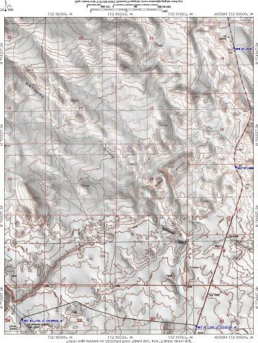 Figur 2: Visar triangulering på en topografisk karta. Cirkeln visar den mest troliga lokaliseringen för sändaren/halsbandet.