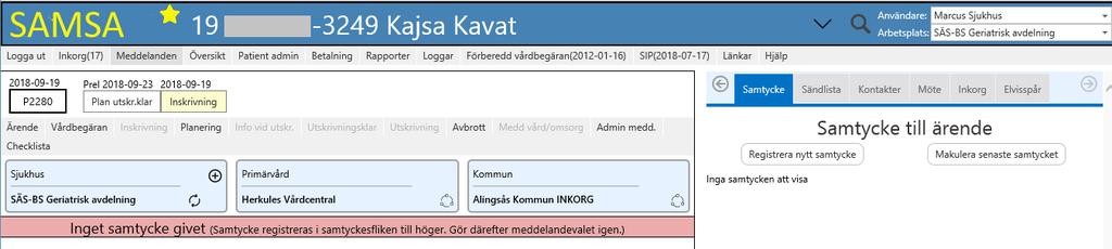 Gå därefter till Meddelanden i menyraden Här väljer du vilket meddelande som du vill initiera processen med och de möjliga valen är markerade i Fetstil.