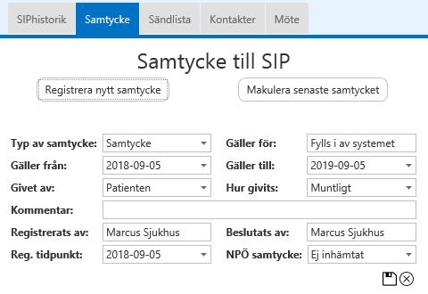 Sändlista: Visar vilka parter som har fått SIPen sänd till sin Inkorg via