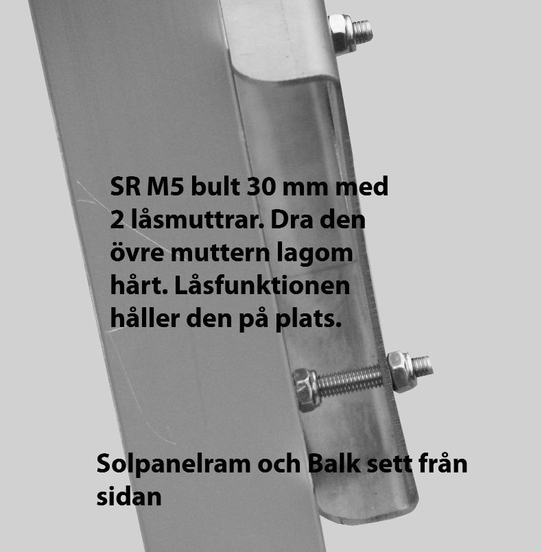 4. Hitta lämpliga hål för att fästa din solpanel på balken. Placera solpanelen symmetriskt i höjd och sida. Sunaimers U-balk är försedd med hål för de flesta i marknaden förekommande solpaneler.