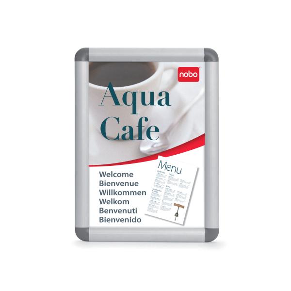 Clip Frame Nobo Poster Size 70x50 Nobo clip frames are easy to use and allow a weatherproof display of posters and information.