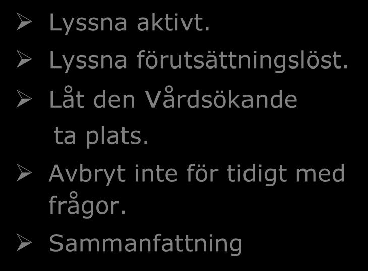 Lyssnafasen Lyssna aktivt.