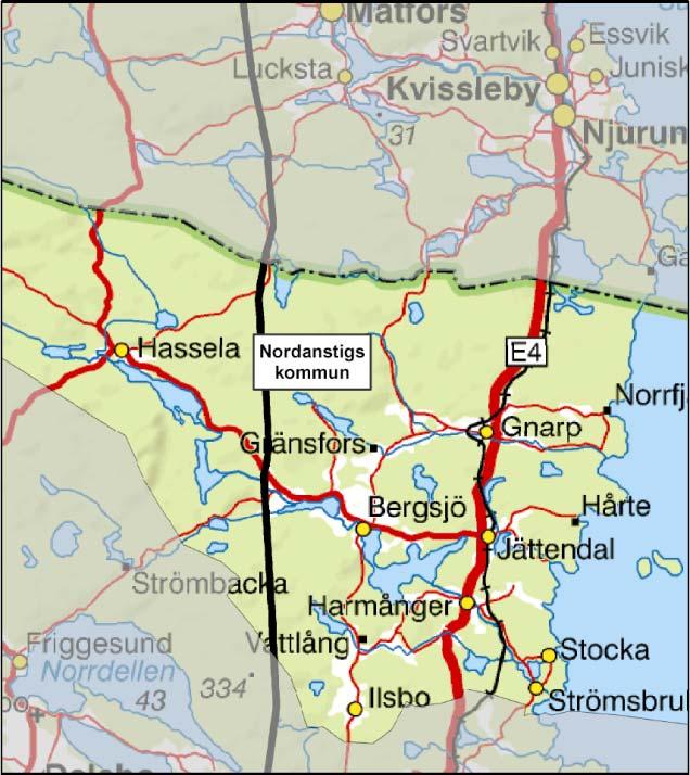 6 MILJÖKONSEKVENSER GÄVLEBORGS LÄN 33 6.1 NORDANSTIGS KOMMUN 6.1.1 LEDNINGEN I LANDSKAPET västerut och ledningen CL5 fortsätter ensam söderut.