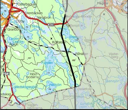 Strax norr om väg 303 kommer ledningen åter in i kommunen och fortsätter söderut på en sträcka av ca 12,5 km varefter den lämnar kommunen strax norr om Smörnäs.