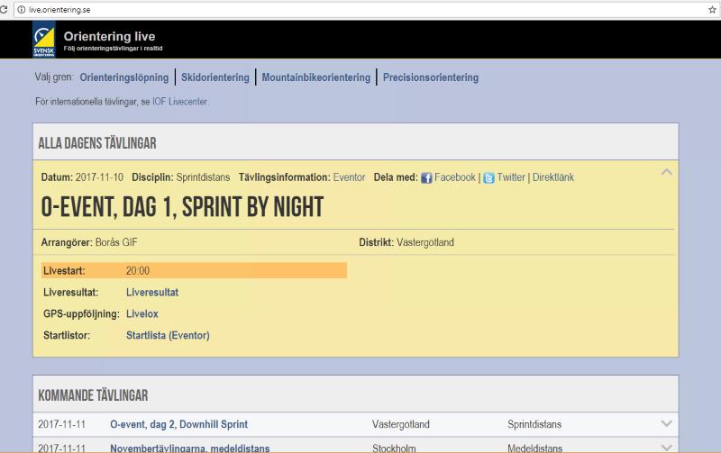 Orientering live Under en särskild flik för din