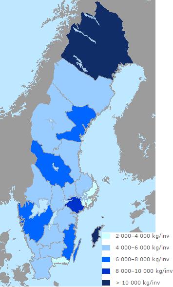 Klimat och energi Klimatpåverkande utsläpp, kg/inv 2014 Relativt stor klimatpåverkan från industri och jordbruk i länet Länsskillnaderna beror till stor del på ett fåtal