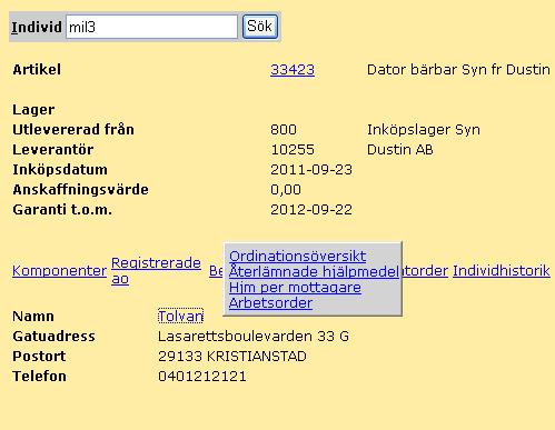 2 Individkort Individ är ett begrepp som Sesam använder gällande särskilda hjälpmedel som har unika egenskaper som t.ex. ett serienummer, en särskild konfiguration etc. 2.