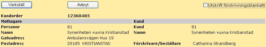 Fyll i individnummer om detta krävs. Observera; Skriv inget i rutan för Serienummer. (Denna ruta är avsedd för Rörelsehinder.) Ni får aldrig göra delkvittens av antalet på en artikelrad, tex.