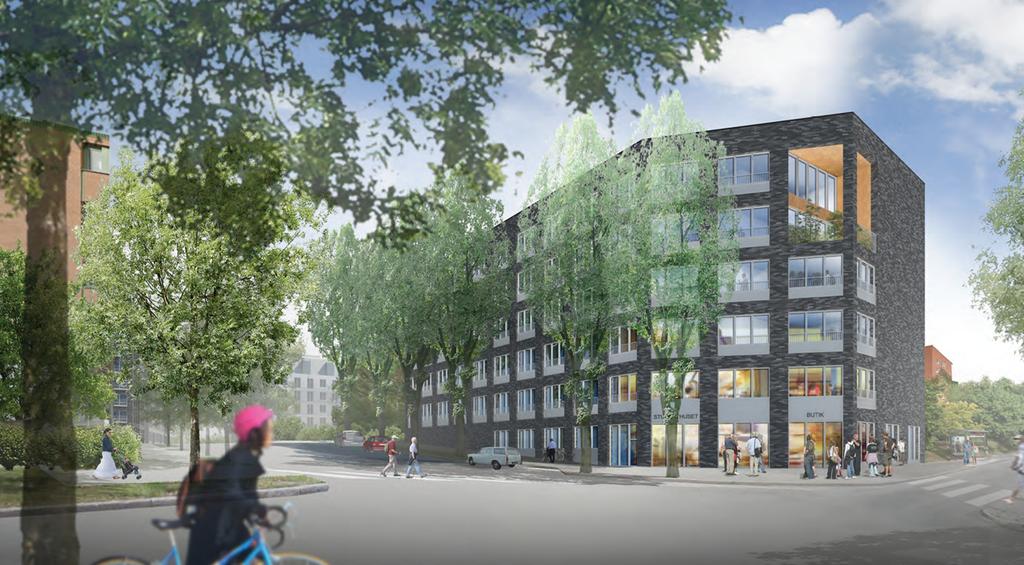 Visionsbild Projektbakgrund Prästgårdshagen är en komplettering med studentbostäder inom egen fastighet i Solberga, Älvsjö.
