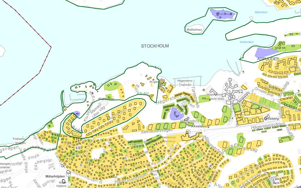 Område innanför grön linje har kulturhistoriska värden, för markerat område se följande