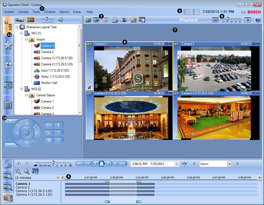 Bosch Video Management System Användargränssnitt sv 43 Fönstret Monitorer, 58 Bildfönster, 58 Bildruta, 59 Fönstret Larmlista, 65 11.