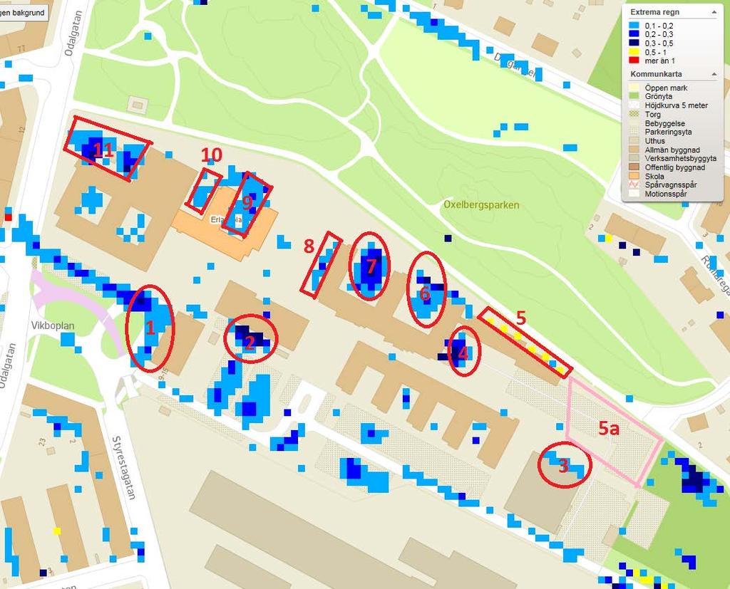 NORRKÖPINGS KOMMUN 2(8) Kartan redovisar problemområden(siffror1-11) vid100-årsregn.