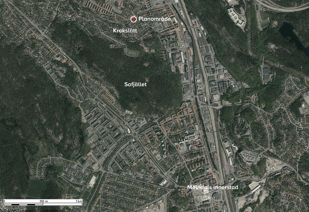 Plandata Läge Planområdet är beläget i Krokslätt cirka 2,5 kilometer från Mölndals innerstad.
