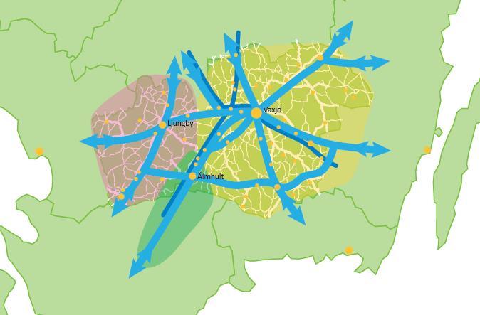 VÄGVAL Genom samhandling bidrar regionens aktörer till: PLATSER, ORTER, STÄDER OCH REGIONER SOM KOMPLETTERAR OCH DRAR NYTTA AV VARANDRA En komplementär region innebär att platser, orter, städer och