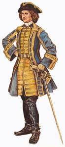 Västerbottens regemente 1694 kom en rock av blått kläde. med vitt foder och uppslag samt tennknappar. Kamisolen var för underofficer av gult skinn och av vitt kläde för manskapet.