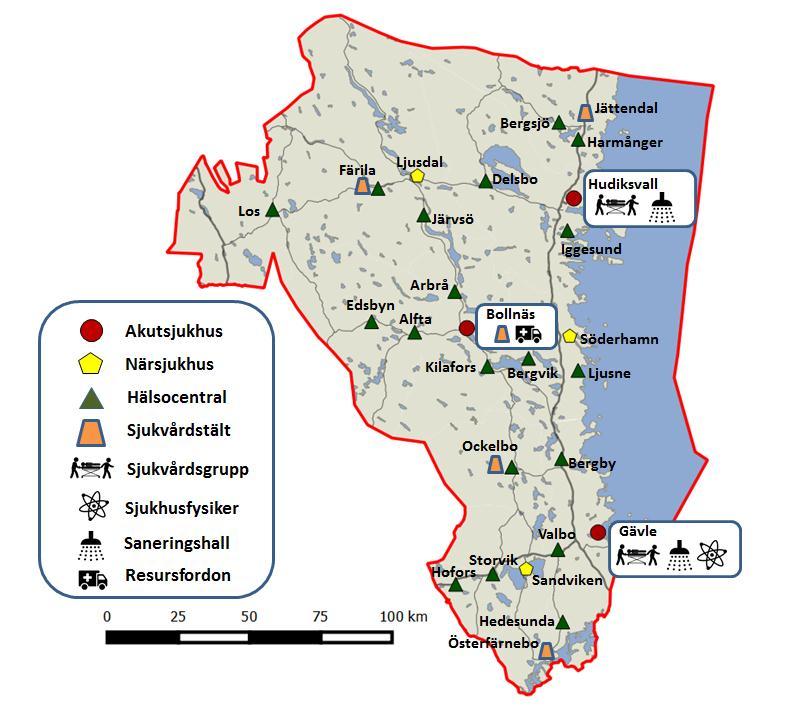 Handlingsplan 20(52) Kännedom om lagar och rollen för personer som ingår i sjukvårdsgrupp. Kunskap om den katastrofmedicinska organisationen och utrustning inom Region Gävleborg.