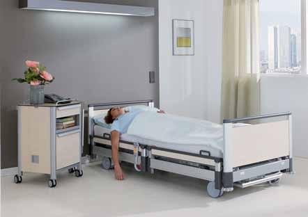 SOVLÄGE höjd 28 cm 1-knappsfunktion på övervakarpanelen sängen befinner sig i sitt lägsta läge, patienten är skyddad mot fallskador varierande inställning av SafeFree grindarna med justering