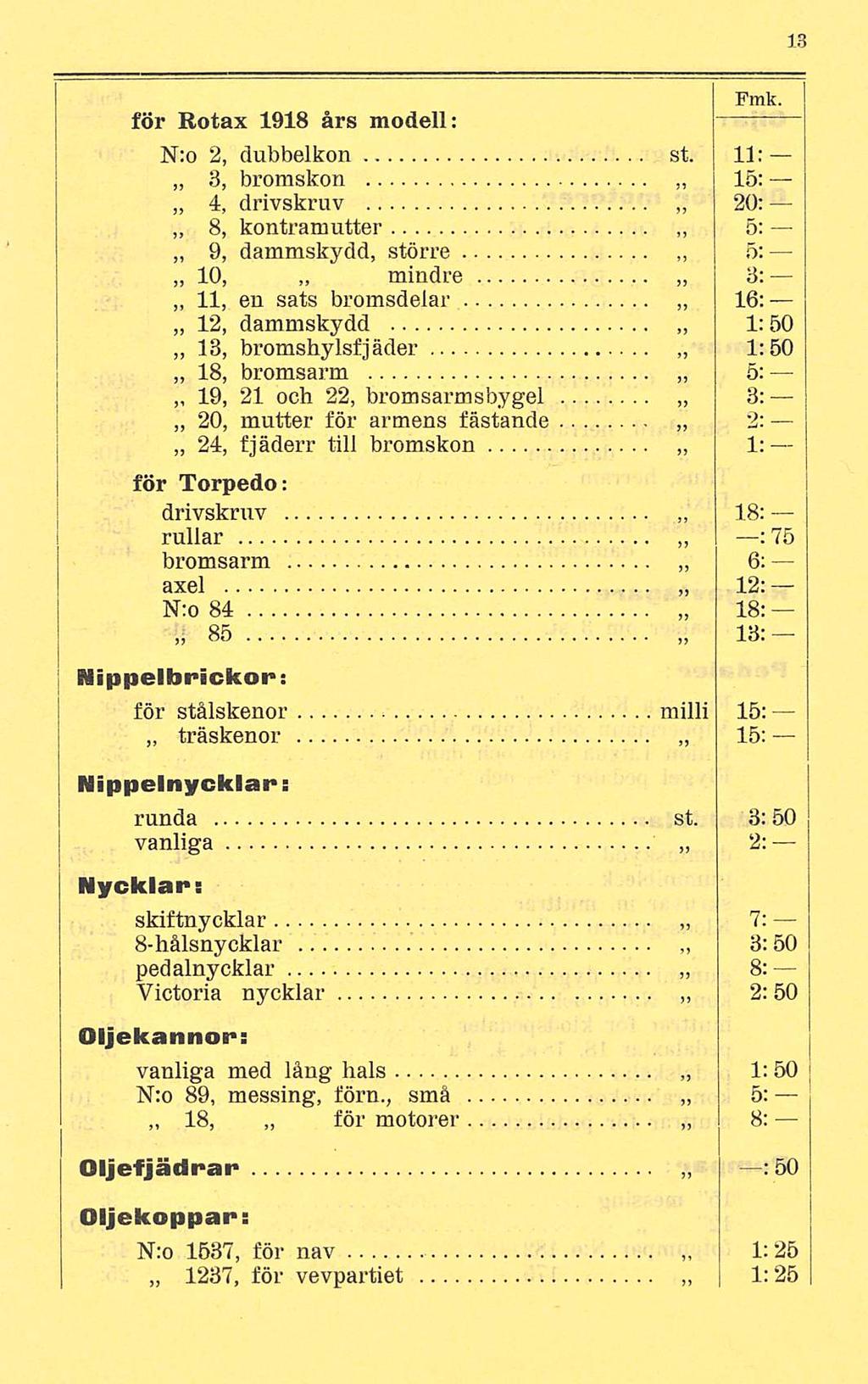 för Rotax 1918 års modell: Fmk. 20: 1: N:o 2, dubbelkon st.