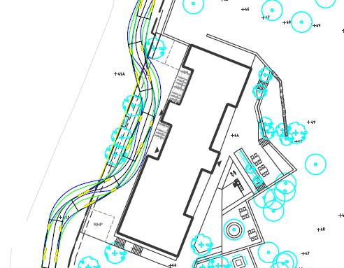 Sophantering och biltrafik Sopbilen angör miljörummet i Hus 2 genom att svänga in på gården vid Hus 2.