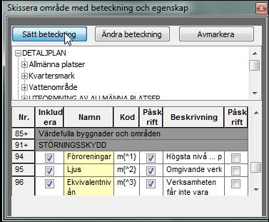 Kan användas på beteckningar som inte är kopplade till yta 1.