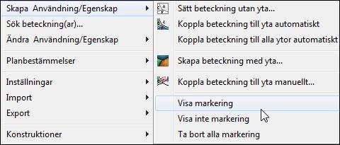 linjer när man kopplar beteckningar till ytor automatiskt.