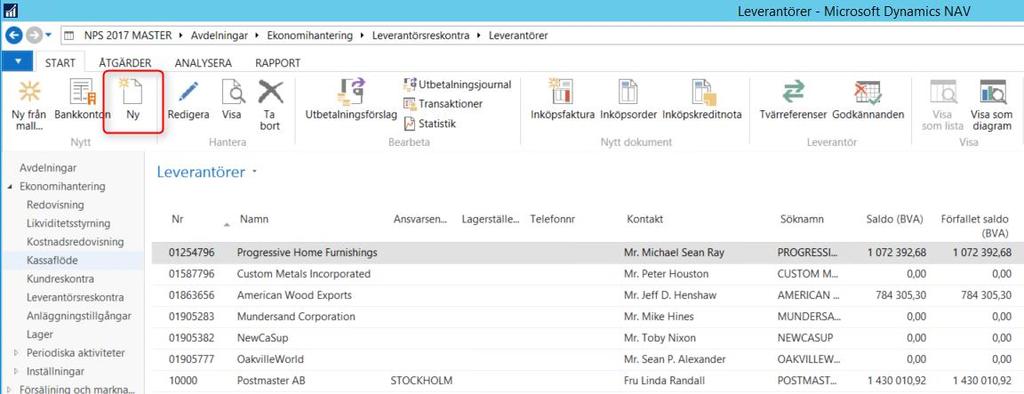 2. Leverantörsregister Hitta funktionen: Avdelningar-> Ekonomihantering > Leverantörsreskontra -> Leverantörer Använda funktionen: För att lägga upp en ny