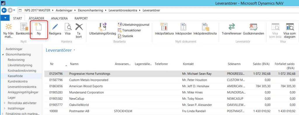 2. Leverantörsregister Hitta funktionen: Avdelningar-> Ekonomihantering > Leverantörsreskontra -> Leverantörer Använda funktionen: För att lägga upp en ny