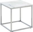 04. Soffbord med skiva i vit marmor, underrede i borstat rostfritt stål, ca 120x60cm, höjd ca 45cm 2.999:-** 1.999:- Avlastningsbord, B/H/D: ca 50/50/50cm 1.