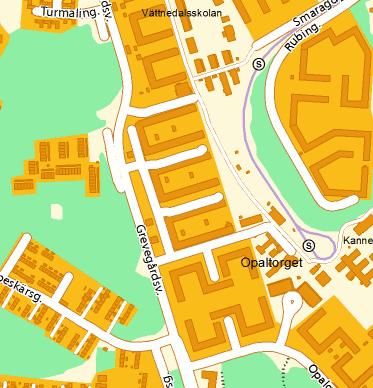 Uppdragsnr: 574679 Opaltorget 6 (12) Planområdet utgörs i sydväst av en nord-sydlig dalgång som utbreder sig från Opaltorget och norrut.