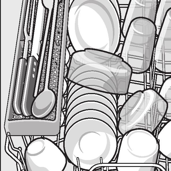 Ta så snabbt som möjligt ut glas och bestick ur diskmaskinen när programmet är avslutat. Ställ in disken i maskinen 1. Avlägsna större matrester.