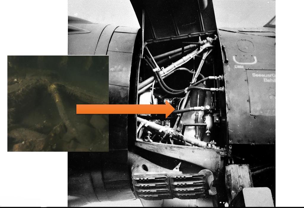 flygplansmotor taget 1943. Foto: Ingemar Lundgren, Ocean Discovery samt Bo Widfeldts samling.
