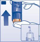 F 2 enheter valda G Håll din FlexPen så att injektionsnålen pekar uppåt och knacka lätt med ett finger på cylinderampullen några gånger så att eventuella luftbubblor samlas högst upp i