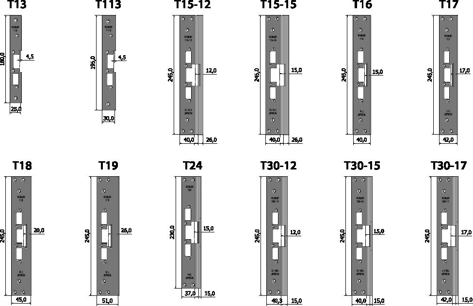 Montagestolpar T-serien För enkel-, dubbel- & fallregellås. Observera, ej brandklassad dörr vid enkelfallås. Alla montagestolpar är tillverkade i rostfritt & elpolerat stål.