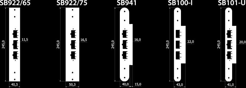 a. För NIBA-profil utåtgående dörr Samma urtag som SA100-U, SA105-U & T109-U. Ersätter SB100-U Plösmått Artikel nr.