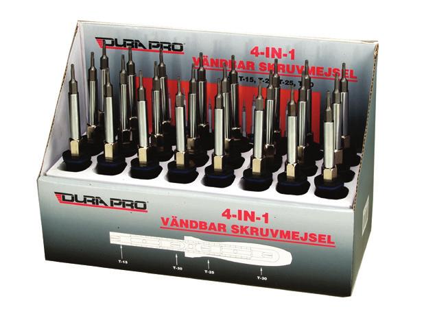 Varje mejsel innehåller 4 st Phillips-bits nr 2 & 3 samt 2 spår-bits 5,5 och 7 mm.