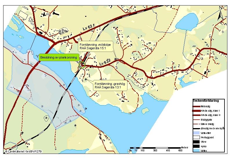 Figur 2: Fornlämningar samt Segersta vattentäkt Kommunala planer Vägen ligger i Bollnäs kommun.