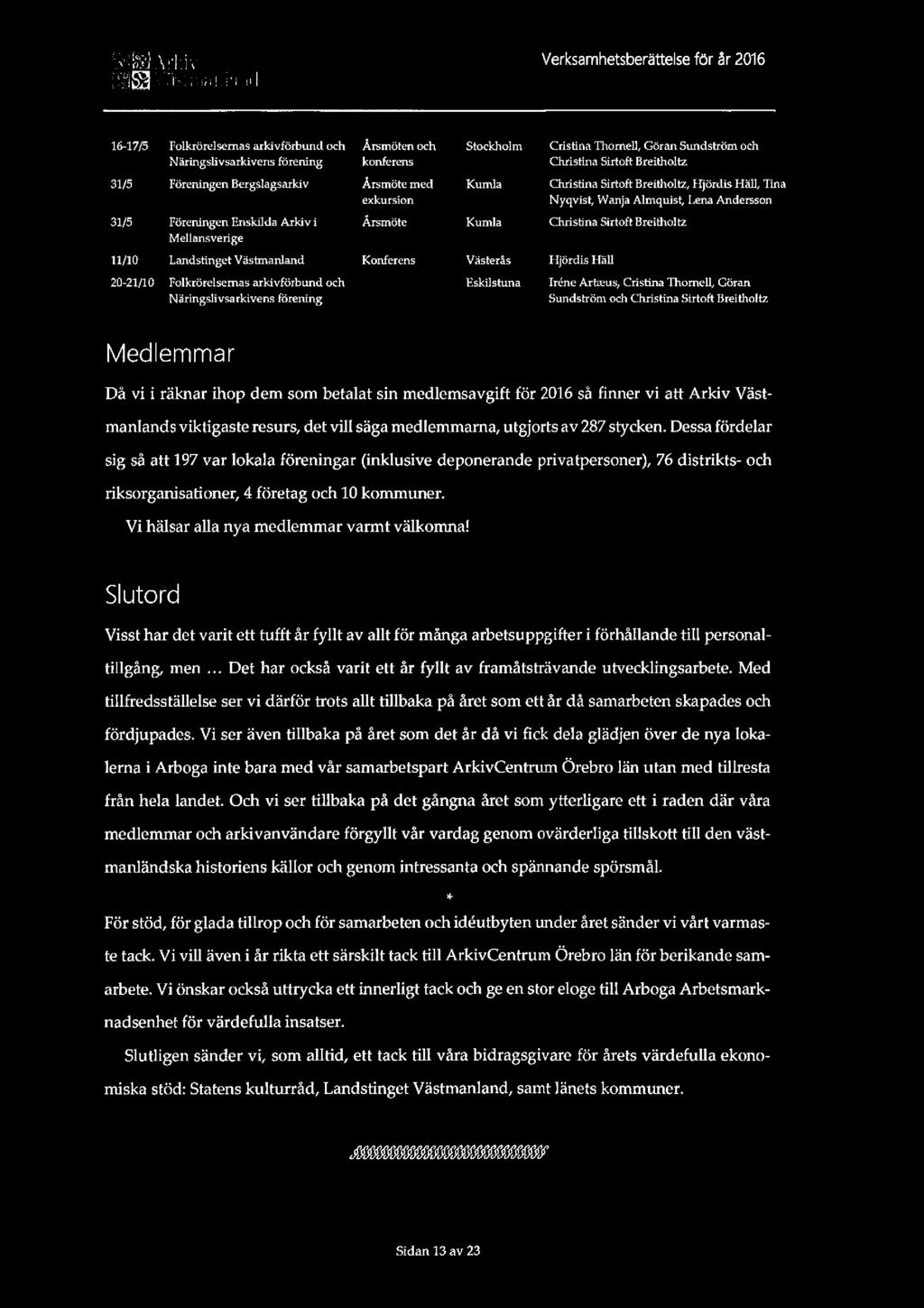 F'\5 ::.![Ii?..,. LL! Verksamhetsberättelse för år 2016 [73553 ml?