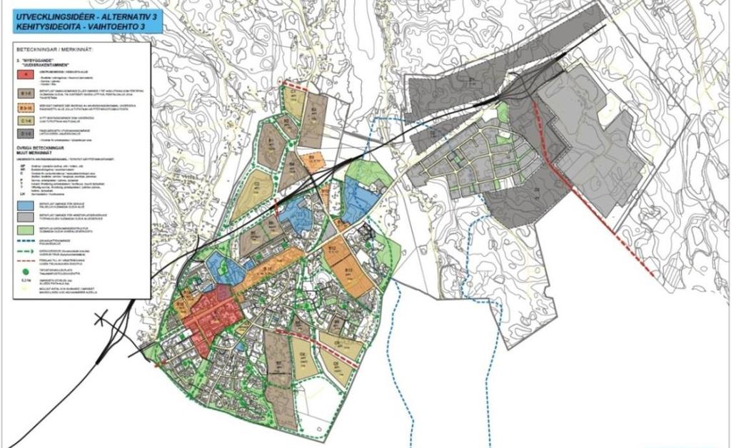 Alternativ 3 - Nybyggande Alternativ 3 grundade sig på särdragen alternativ 1 och 2.