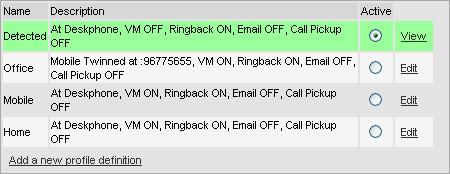 Profiler: Profilen Upptäckt 7.1 Profilen Upptäckt Om inställningarna i telefonsystemet inte matchar någon av dina profiler visar one-x Portal dig med profilen Upptäckt.