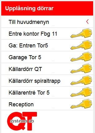 Om du är behörig att fjärröppna dörrar finns nedanstående bild tillgänglig. Att låsa upp med denna loggas som att du har använt tagg.